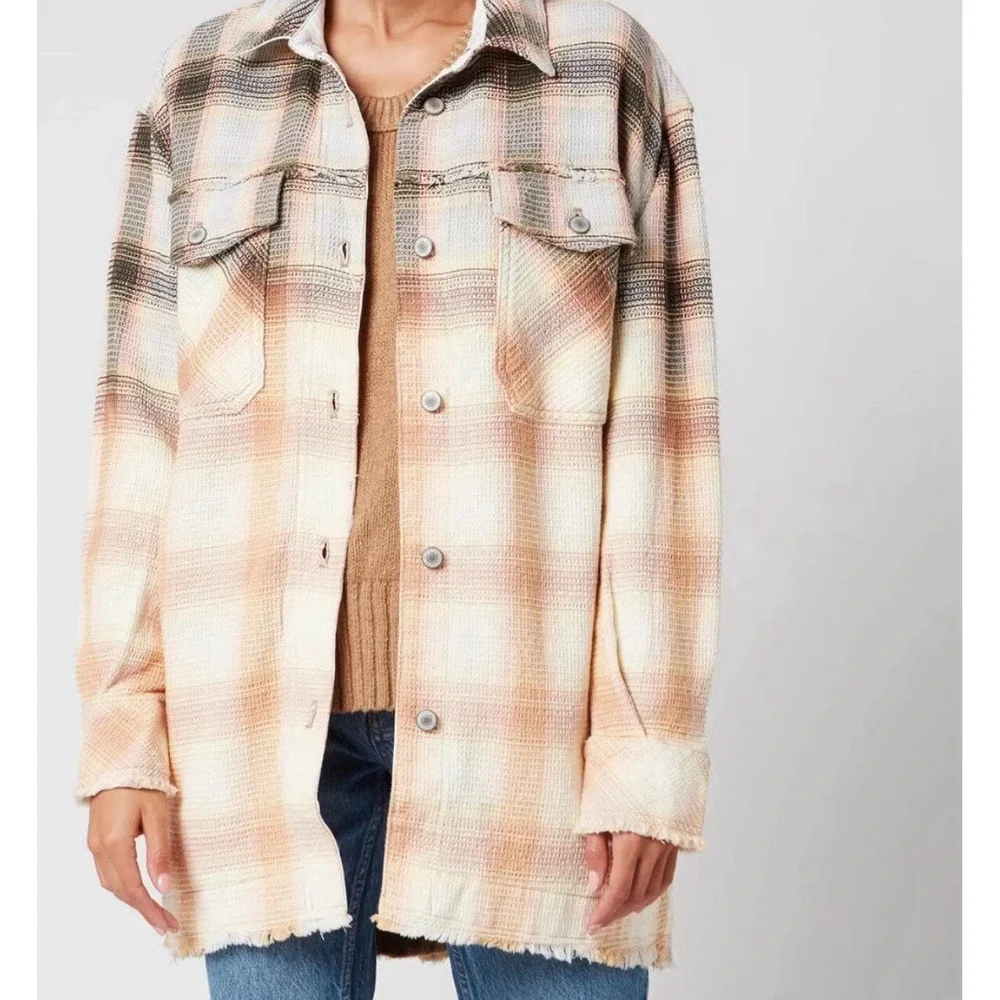 NWT Free People Anneli Plaid‎ Shirt Jacket Oversized Size Small Msrp$150